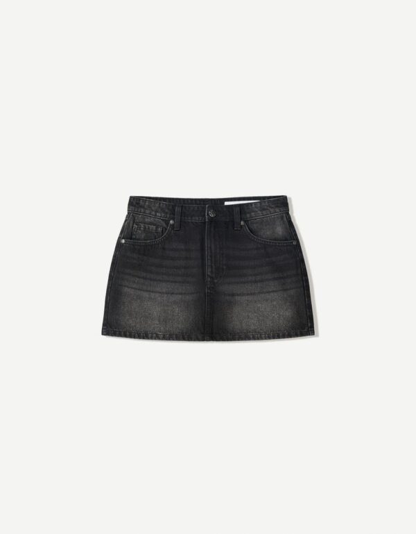 Essential 5-Pocket Denim Mini Skirt – Light Blue & Acid Wash Black