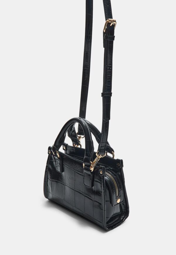Black Mock-Croc Structured Mini Tote Bag