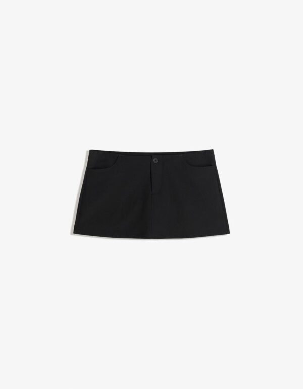 Black Structured Low-Rise Micro Mini Skirt
