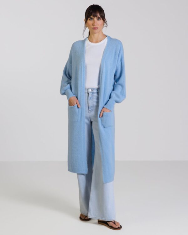 Sky Blue Brushed Maxi Cardigan