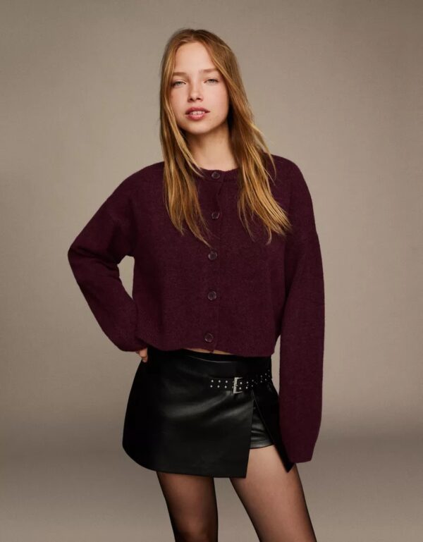 Cropped Soft-Knit Round Neck Cardigan