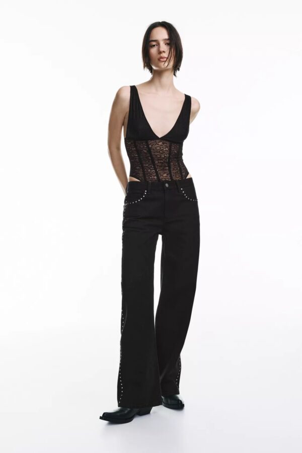 Lace Corset-Style Bodysuit