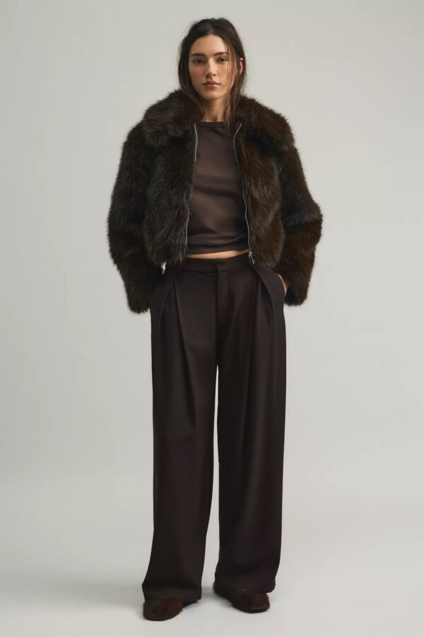 High-Waisted Pleated Wide-Leg Trousers