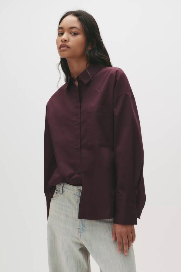 Open-Back Poplin Shirt with Tie Detail